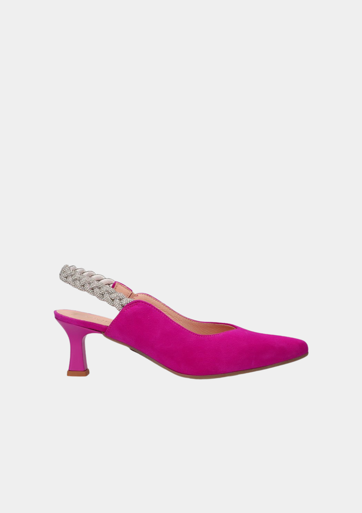 Bioeco Striking Suede Slingback Heels - Fuschia