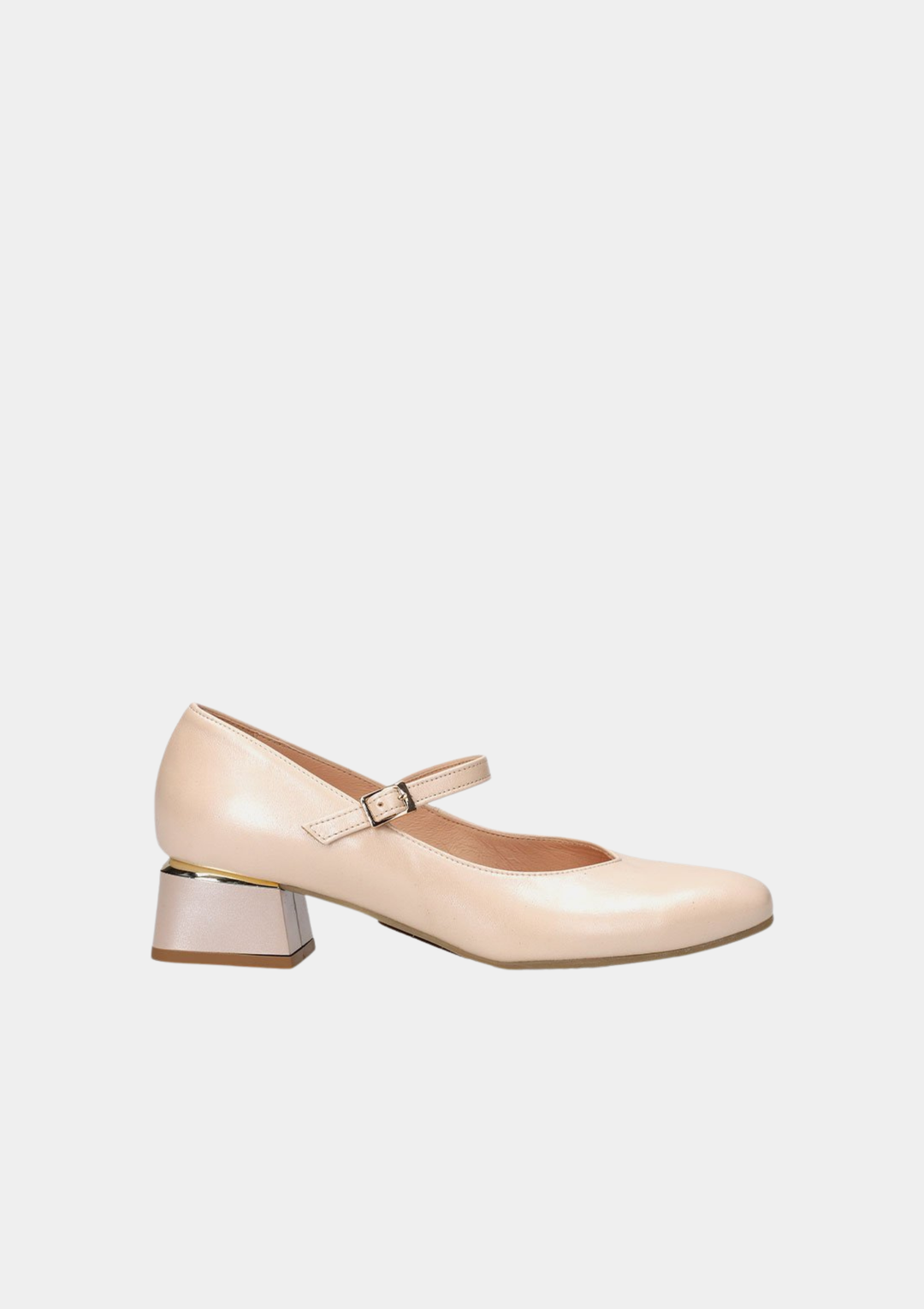 Bioeco Stylish Mary Jane Style Block Heels - Beige
