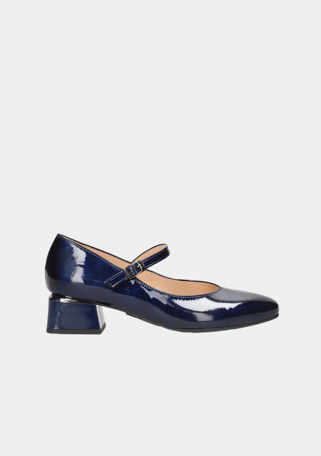 Bioeco Stylish Patent Block Heels - Navy