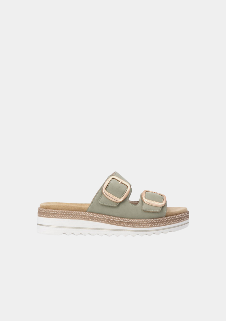 Remonte Trendy Platform Slides - Sage Green
