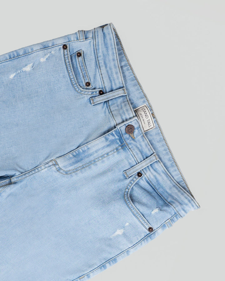Stretchy Straight Jeans - Light Blue Wash