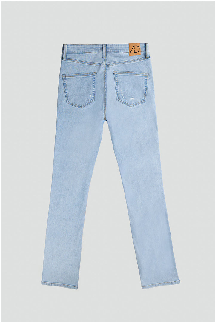 Stretchy Straight Jeans - Light Blue Wash