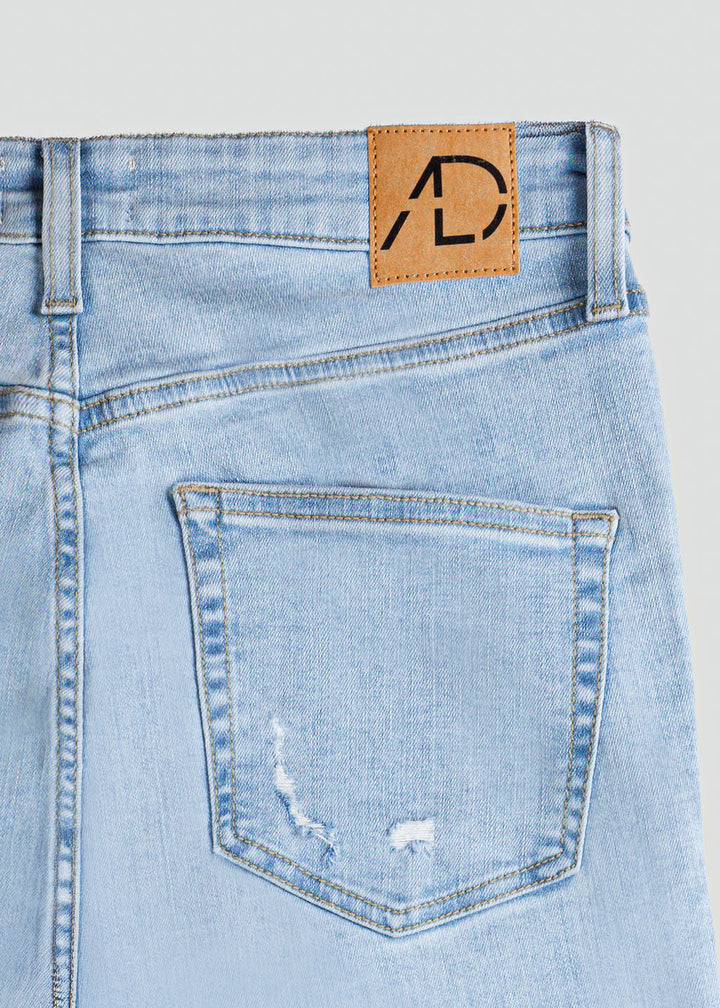 Stretchy Straight Jeans - Light Blue Wash