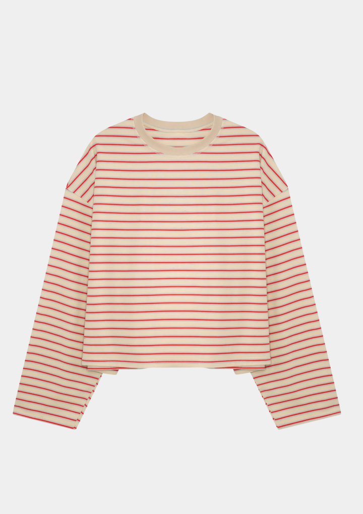 Striped Long Sleeve - Cream + Blue+ Raspberry