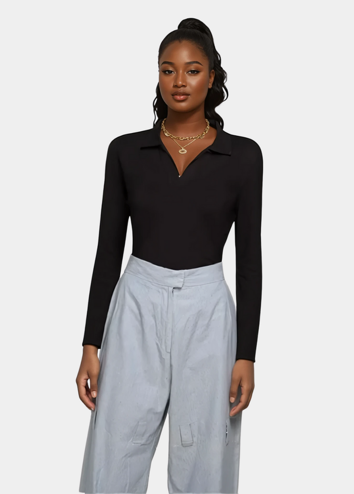 Tall Women’s Collared Long Sleeve Bodysuit