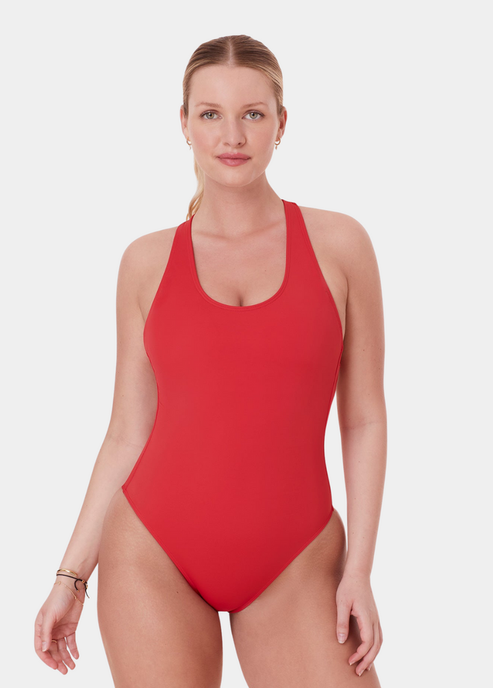 The Tulum One Piece - Eco Nylon - Cherry Red - Long Torso