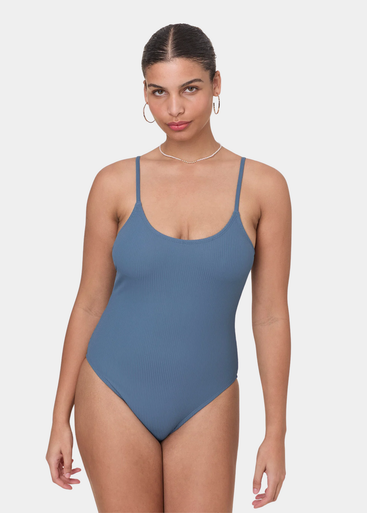The Amalfi One Piece - Eco Ribbed - Slate - Long Torso