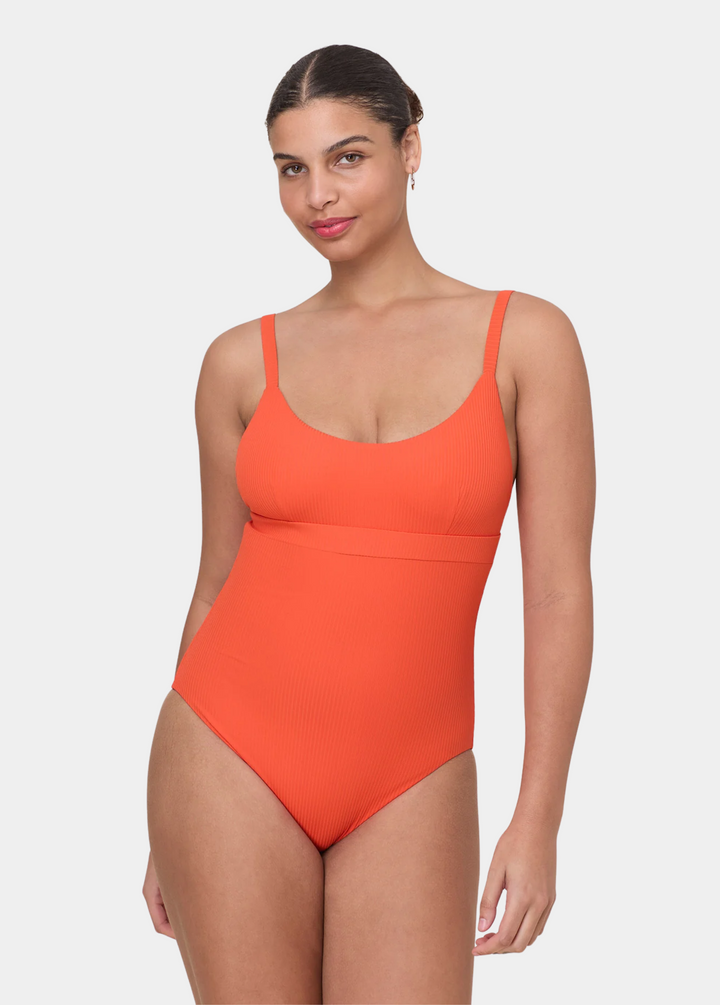 The Honolulu One Piece - Eco Ribbed - Vermillion - Long Torso