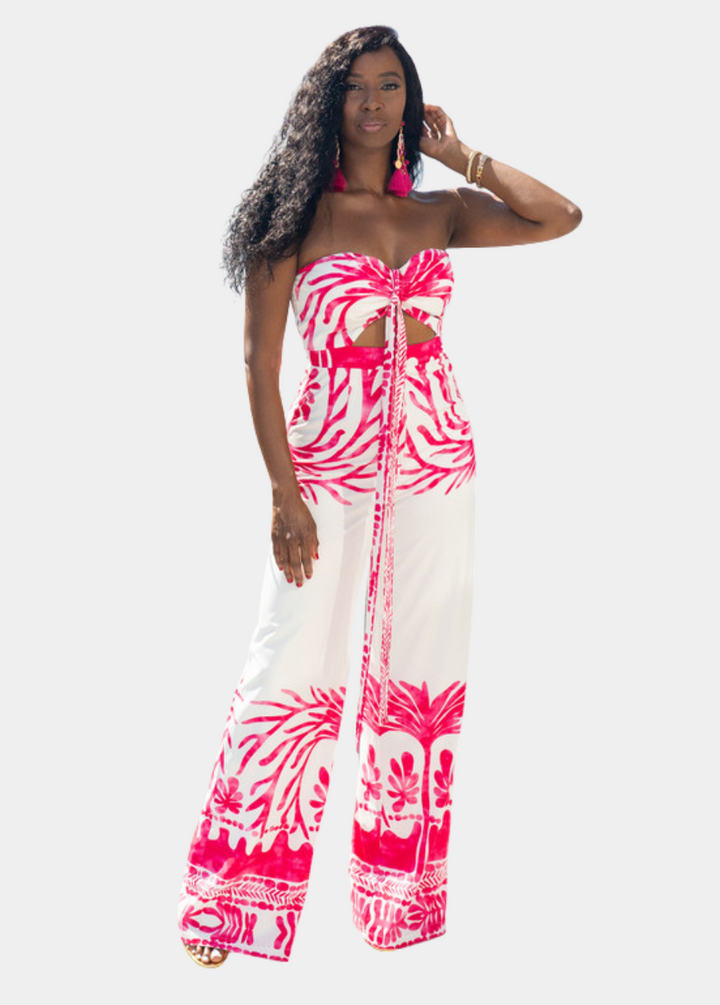 Treasure Island Jumpsuit - Pink & White