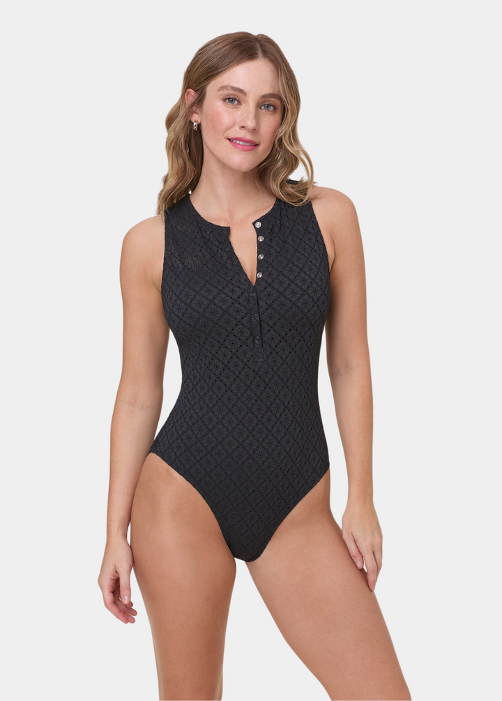 The Malibu One Piece - Eyelet - Black Eyelet - Long Torso