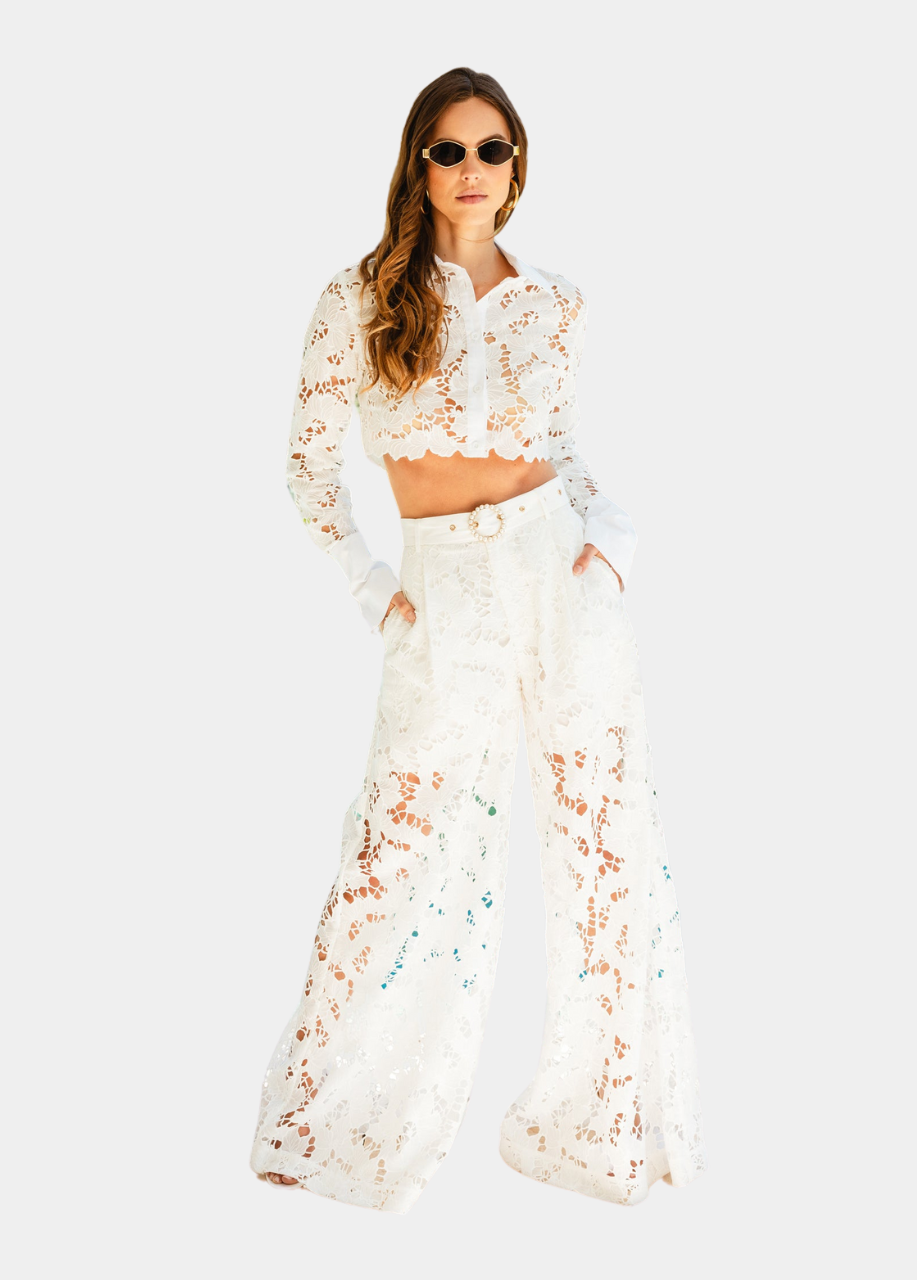 Aziza Lace Pants - White