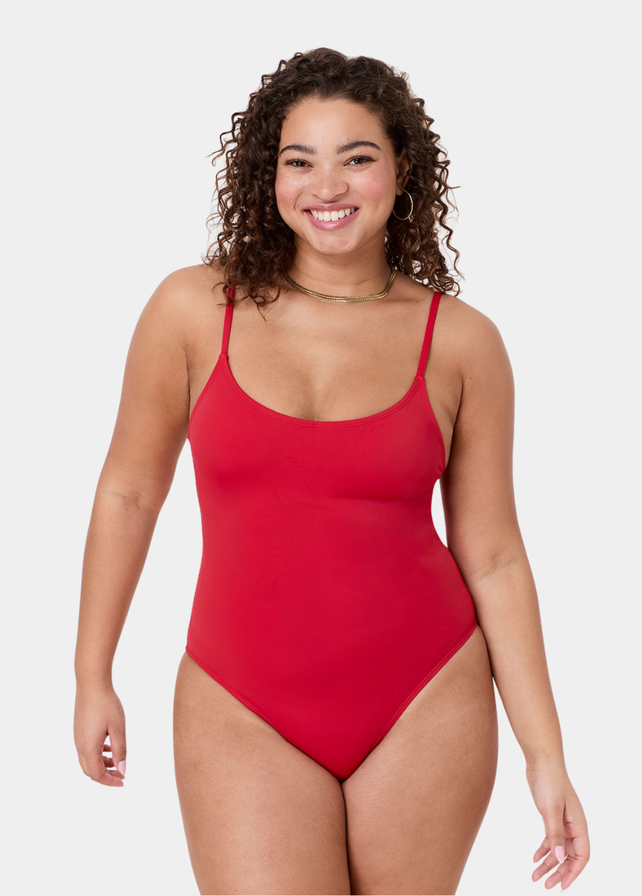 The Amalfi One Piece - Eco Nylon - Cherry Red - Long Torso