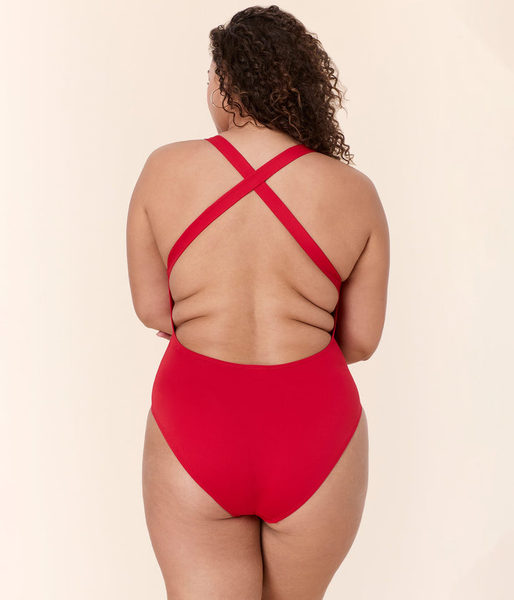 The Tulum One Piece - Eco Nylon - Cherry Red - Long Torso