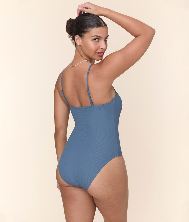 The Amalfi One Piece - Eco Ribbed - Slate - Long Torso