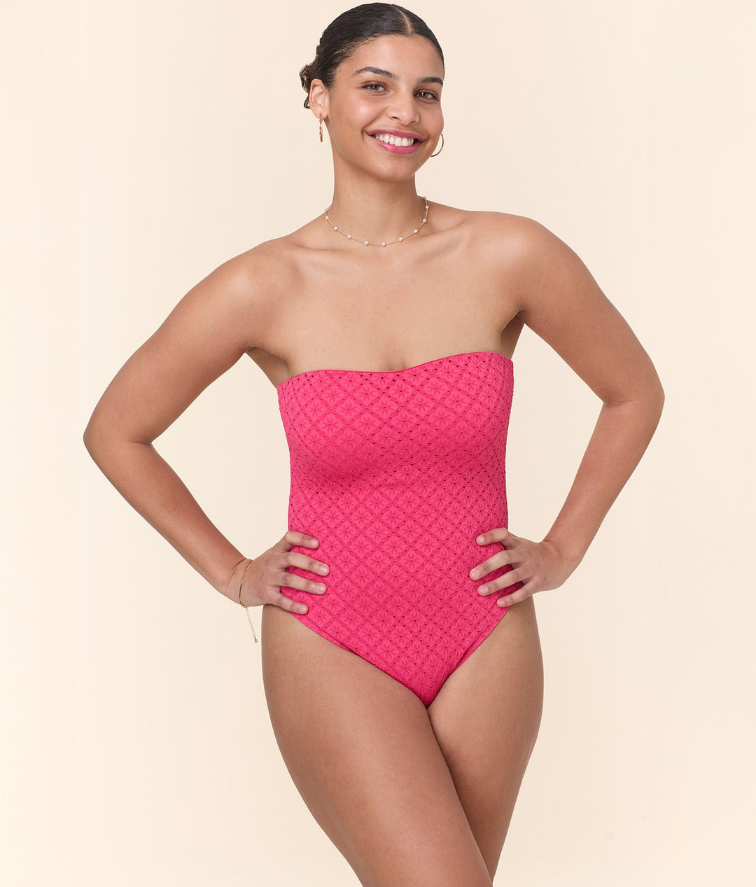 The Kauai One Piece - Eyelet - Begonia - Long Torso