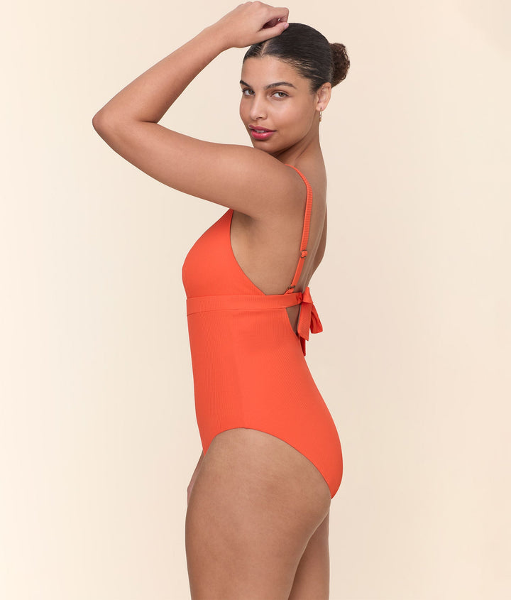 The Honolulu One Piece - Eco Ribbed - Vermillion - Long Torso
