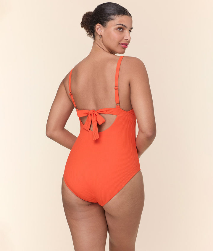 The Honolulu One Piece - Eco Ribbed - Vermillion - Long Torso