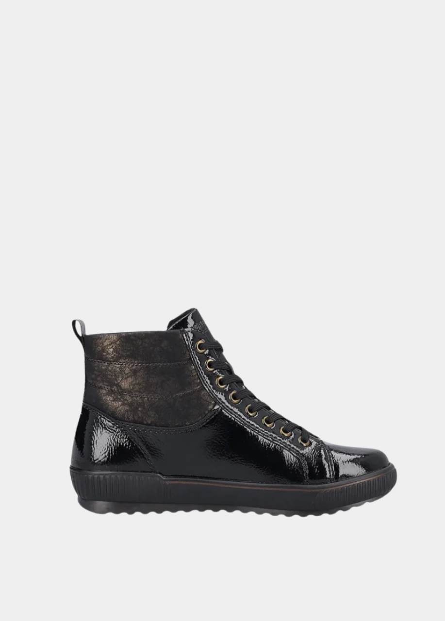 Remonte Black Patent Sneaker Booties