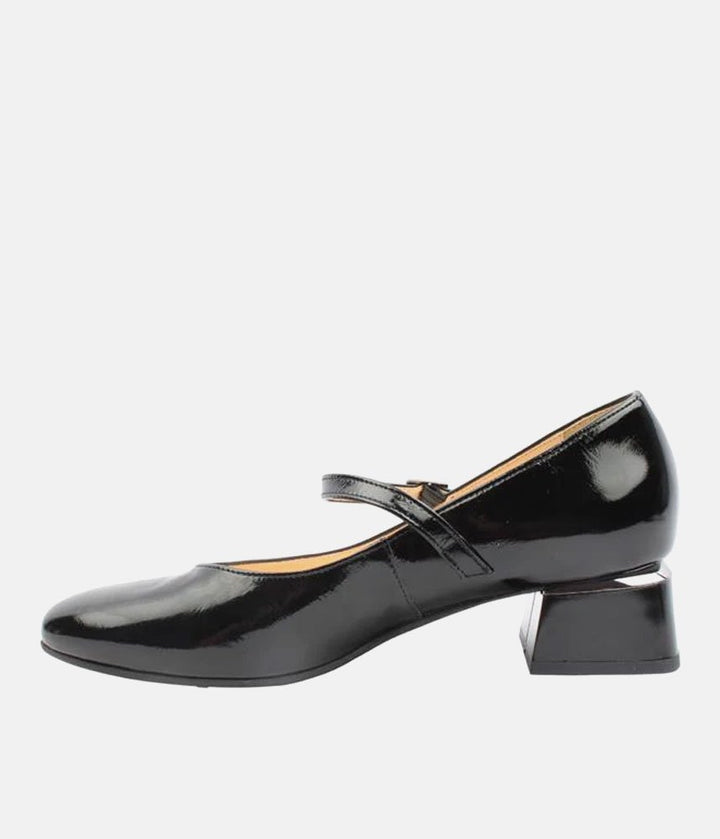 Bioeco Stylish Patent Block Heels - Black