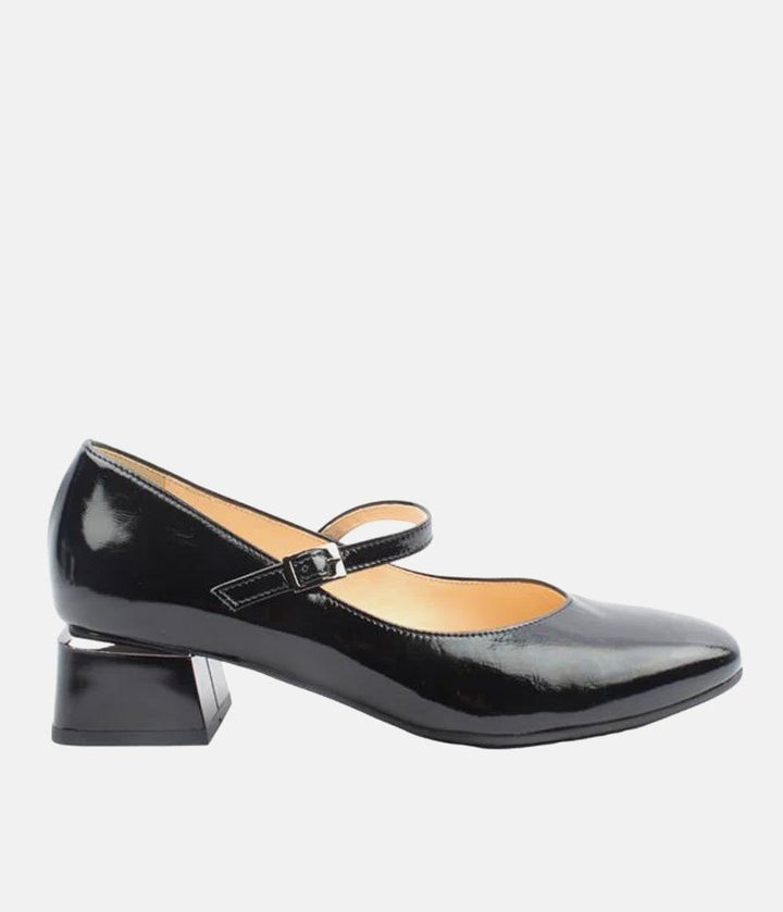 Bioeco Stylish Patent Block Heels - Black