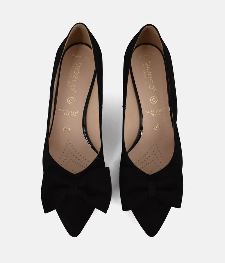 Bioeco Beautiful Suede Bow Heels - Black