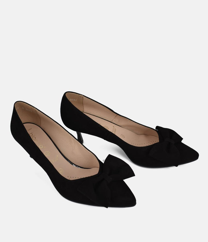 Bioeco Beautiful Suede Bow Heels - Black
