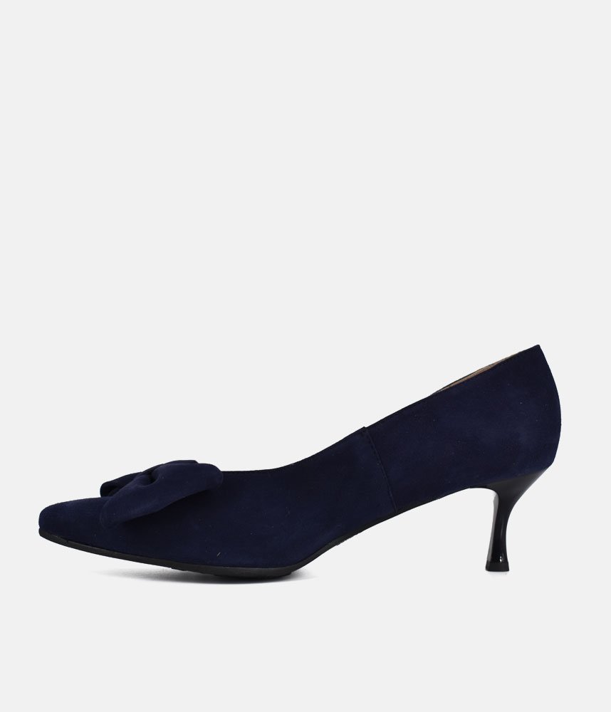 Bioeco Beautiful Suede Bow Heels - Navy