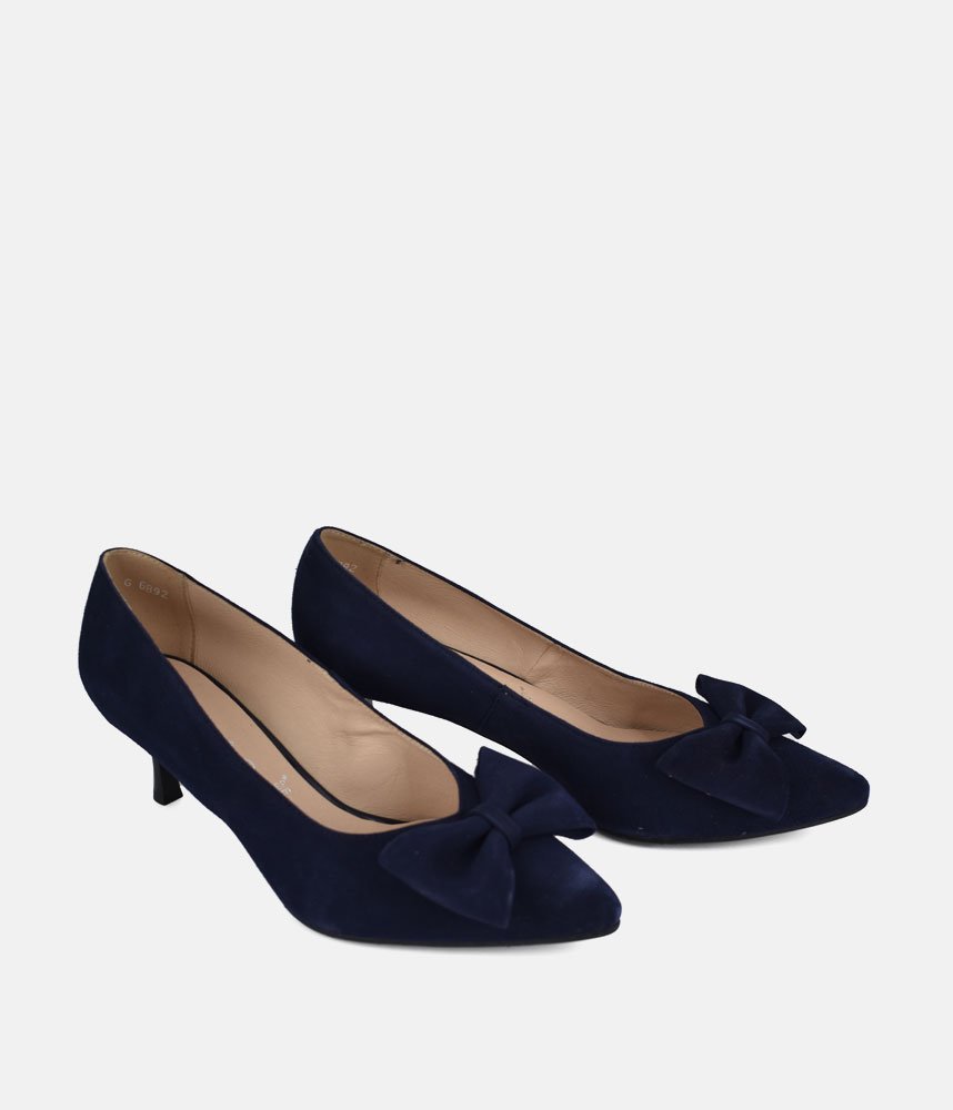Bioeco Beautiful Suede Bow Heels - Navy