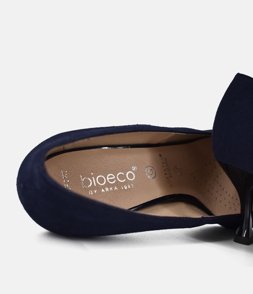 Bioeco Beautiful Suede Bow Heels - Navy