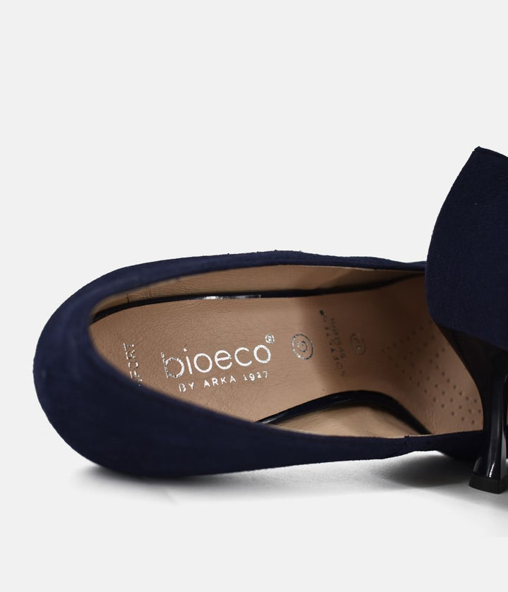 Bioeco Beautiful Suede Bow Heels - Navy