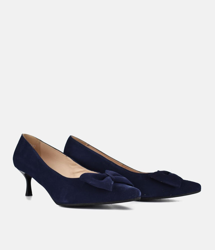 Bioeco Beautiful Suede Bow Heels - Navy