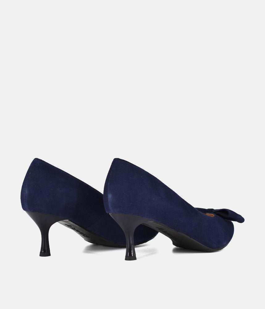 Bioeco Beautiful Suede Bow Heels - Navy