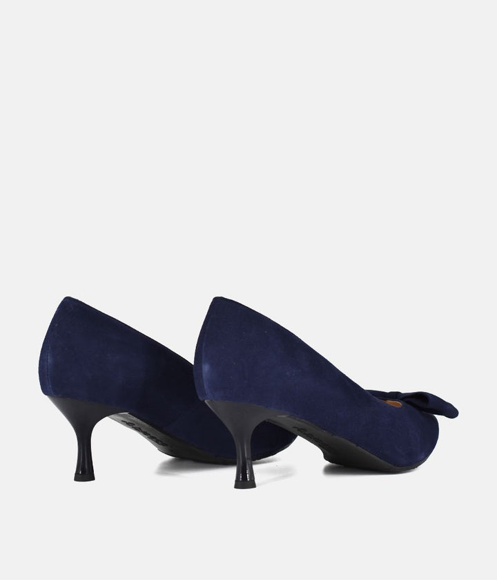 Bioeco Beautiful Suede Bow Heels - Navy