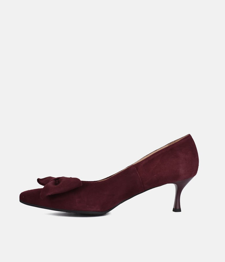 Bioeco Beautiful Suede Bow Heels - Burgundy