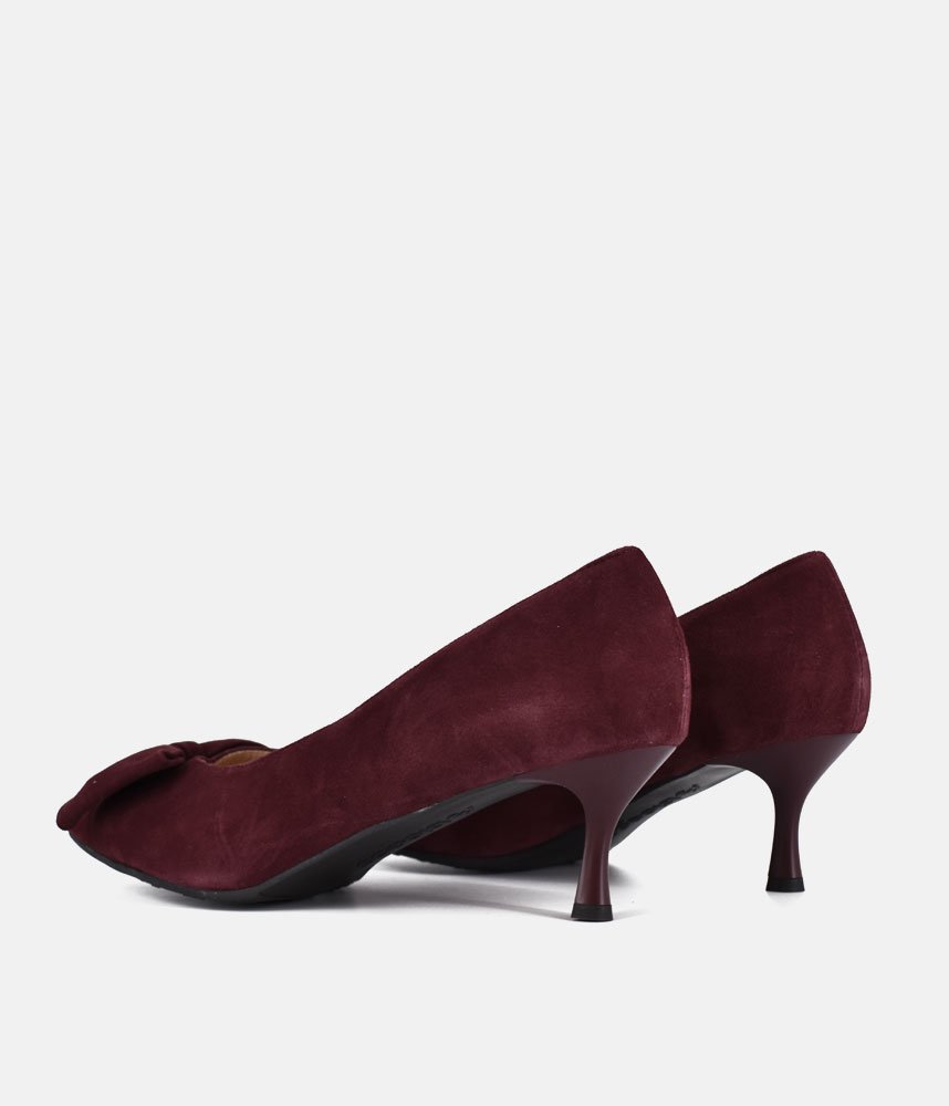 Bioeco Beautiful Suede Bow Heels - Burgundy