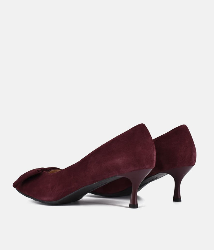 Bioeco Beautiful Suede Bow Heels - Burgundy