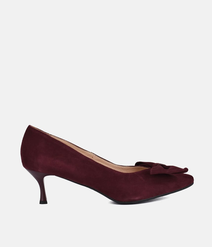 Bioeco Beautiful Suede Bow Heels - Burgundy