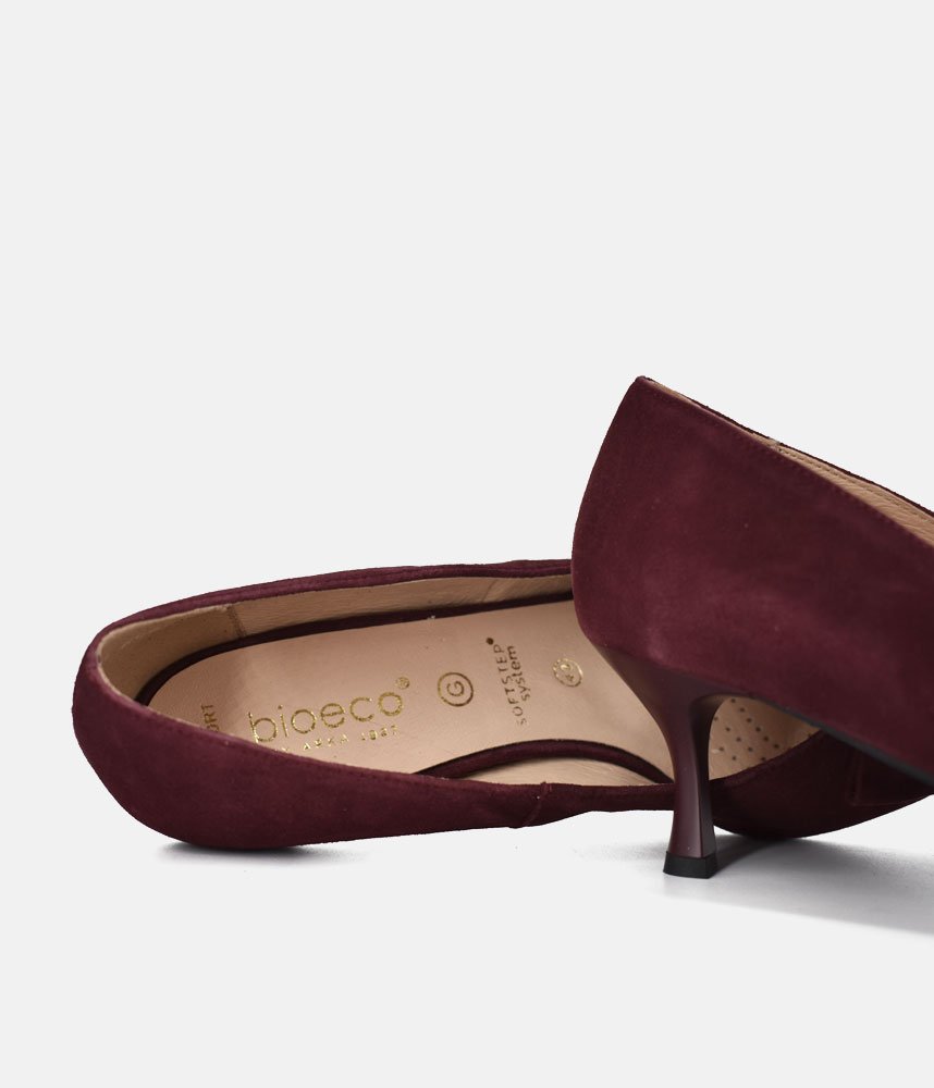 Bioeco Beautiful Suede Bow Heels - Burgundy