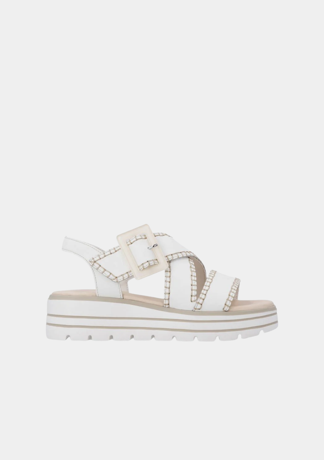 Remonte Boho Chic Whipstitch Platform Sandals - White