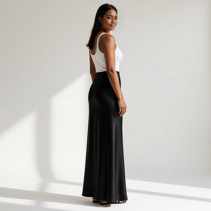 Tall Classic Satin Maxi Skirt  - Midnight Edit