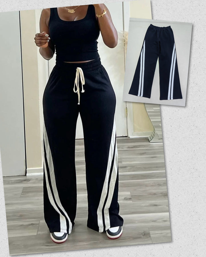 Tall Women's Black and White Striped Sweatpants