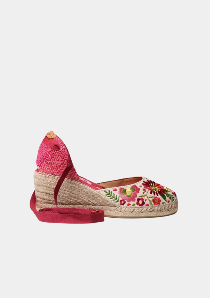 Toni Pons Gorgeous Floral Espadrille Wedge Sandals - Pink