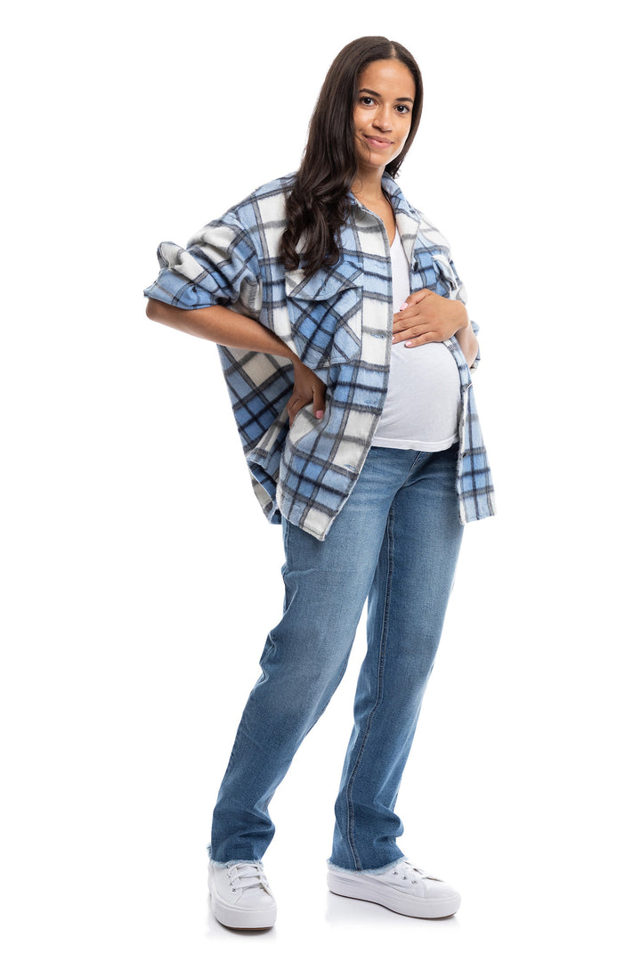 Maternity 32” Straight Leg Jeans with Fray Hem - Samuel