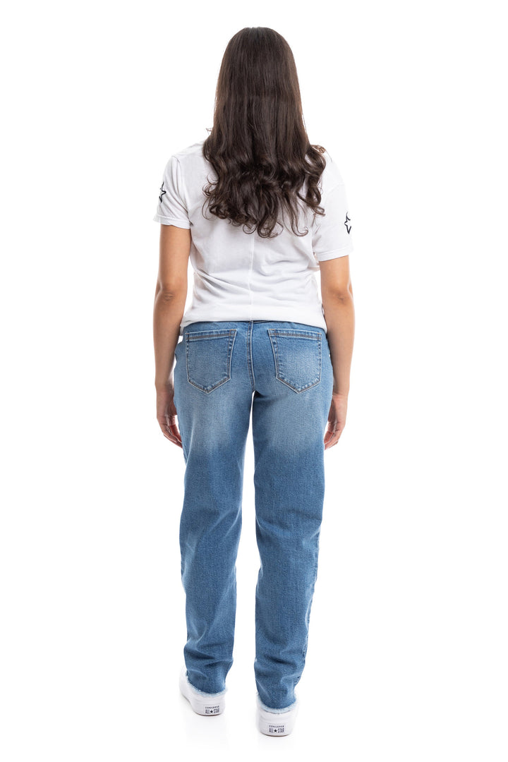 Maternity 32” Straight Leg Jeans with Fray Hem - Samuel
