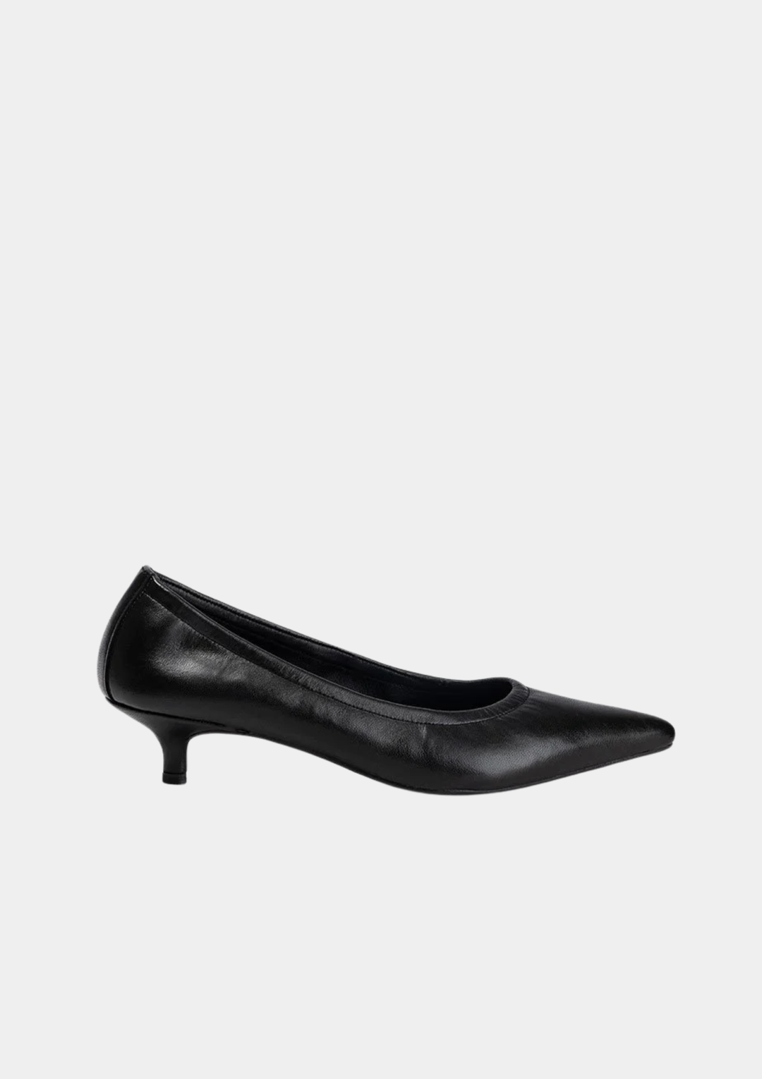 Dansi Premium Leather Kitten Heels -  Black