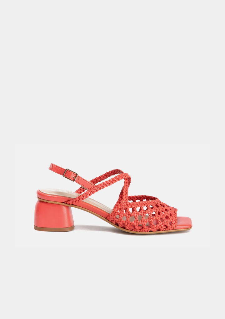 Dansi Vibrant Woven Sandals - Coral