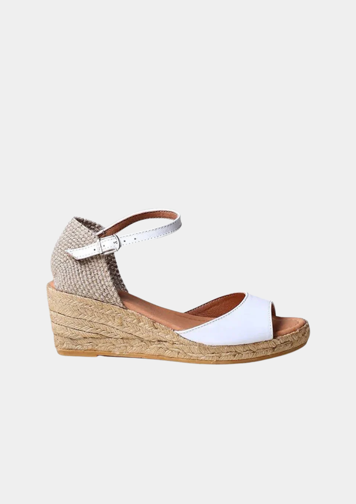 Toni Pons Classic Leather Espadrille Wedges - White