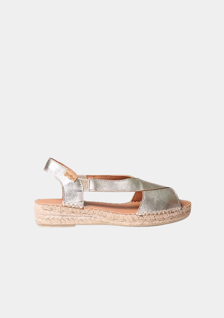 Toni Pons Versatile Leather Cross Strap Espadrille Sandals - Platinum
