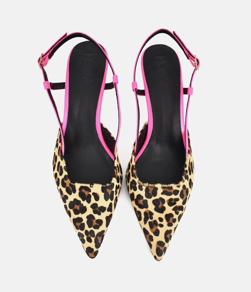 Dansi Gorgeous Leopard/Pink Slingback Heels