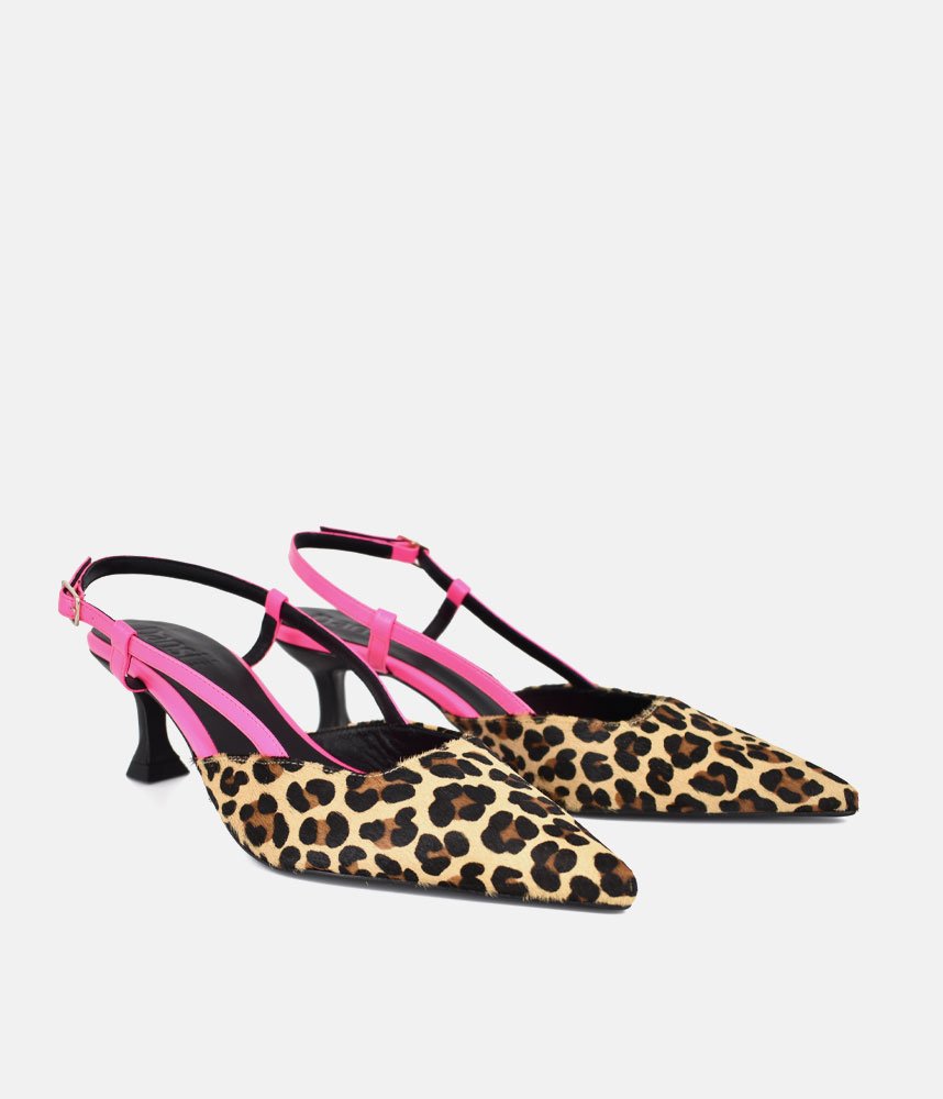 Dansi Gorgeous Leopard/Pink Slingback Heels